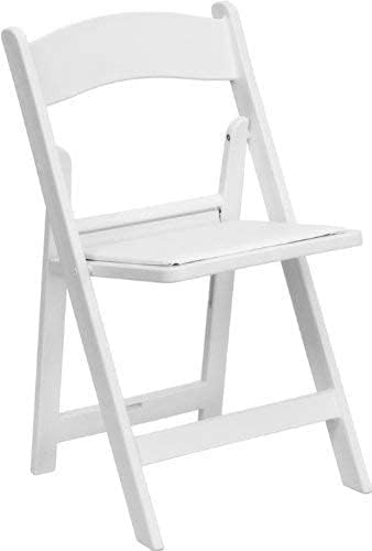 TentandTable White Resin Folding Chairs - Set of 2 Lightweight Stackable Chairs with Padded Seats - Durable 1000LB Capacity - Comfortable Indoor/Outdoor Event Chairs for Weddings, Parties, and More