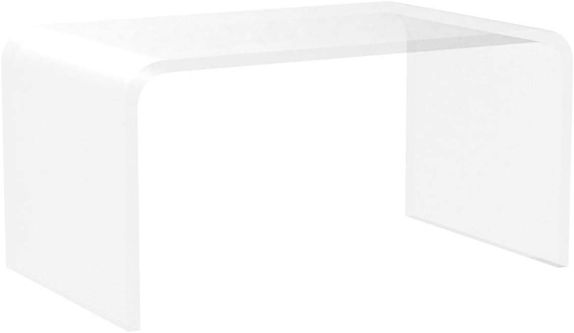 Acrylic Side Table, 24" L x 15" W x12'' H x3/5'' Thick C-Shape Clear Modern Decorative End Table, Multipurpose Coffee Table for Living Room, Bedroom and Office (1pcs)