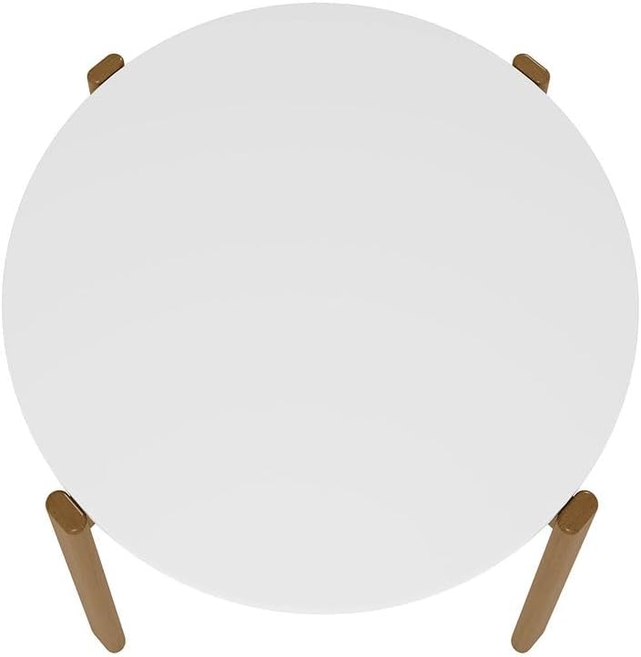 Manhattan Comfort Gales 46-Inch Mid Century Modern Round Dining Table for 2-4 Person, Minimalist Home Furniture with Solid Eucalyptus Wood Legs, Matte White