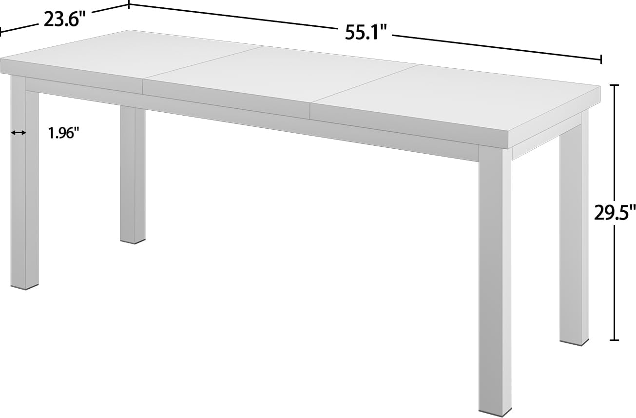 55.1 Inch Small Computer Desk, Home Office Desk, Modern Desk Table for 2 Person Kids Student Gaming Computer Desk, Simple Office Desk for Work,Craft,Writing,Studying, Etc., White