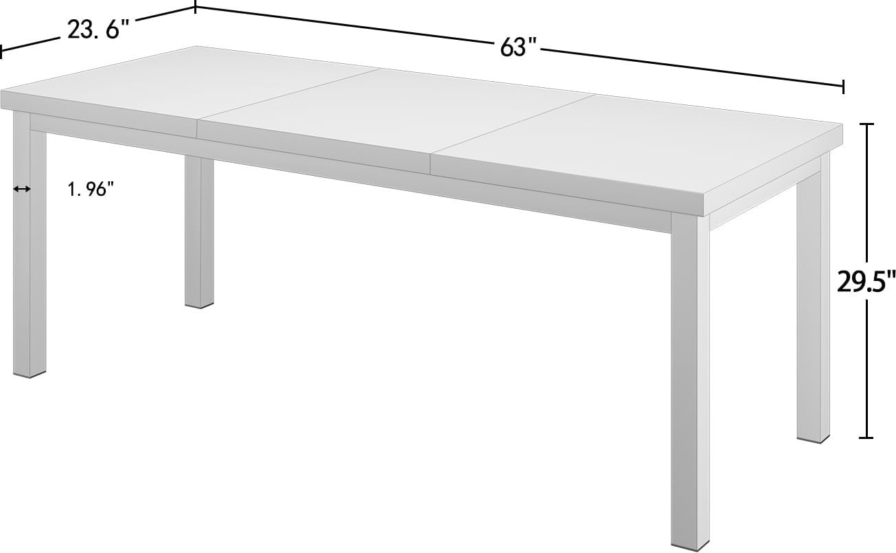 63 Inch Home Office Desk, Modern Desk for 2 Person Kids Student Gaming Computer Table, Long Computer Desk, Simple Office Desk for Work,Craft,Writing,Studying, Etc., White