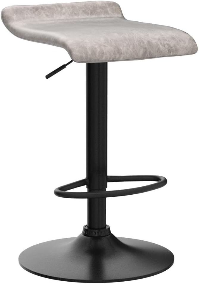 Finnhomy Set of 2 Adjustable Bar Stools, Swivel Barstools for Kitchen Counter Height Chair, Retro Grey