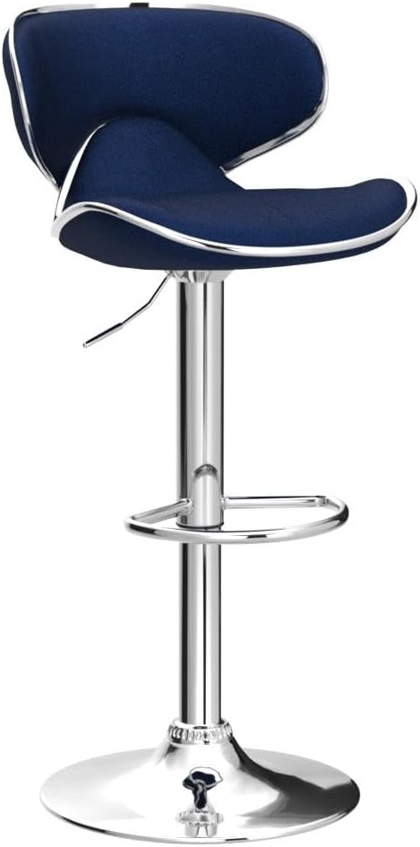 Roundhill Furniture Masaccio Velvet Upholstered Adjustable Swivel Barstool, Set of 2, Blue