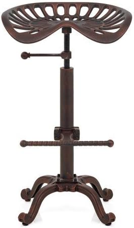 Diwhy Rustic Industrial Farmhouse Tractor Seat Adjustable Bar Stool Industrial bar Chair (Copper, Cast Iron)