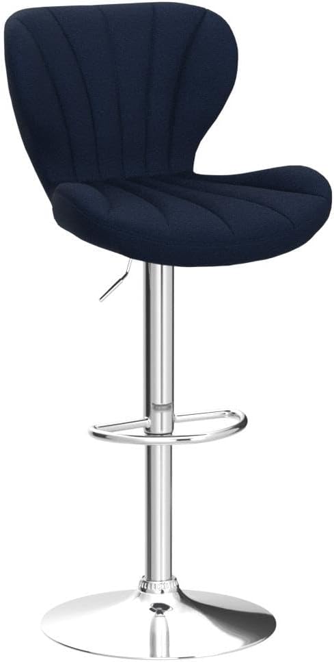 Roundhill Furniture Ellston Velvet Adjustable Swivel Barstools in Blue, Set of 2