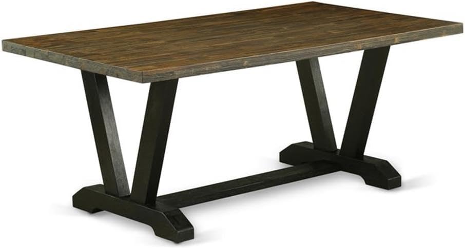 East West Furniture VT677 V-Style Mid-Century Modern Dining Table - a Rectangle Solid Wood Table Top with Stylish Legs, 40x72 Inch, Multi-Color