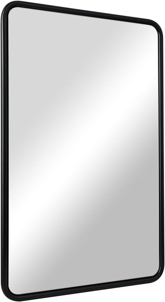 ANDY STAR Bathroom Mirror, 24x36 Inch Stainless Steel Metal Frame Black Rectangle Bathroom Mirror for Over Sink, Modern Rounded Corner Black Vanity Mirrors for Wall, Hangs Horizontally or Vertically