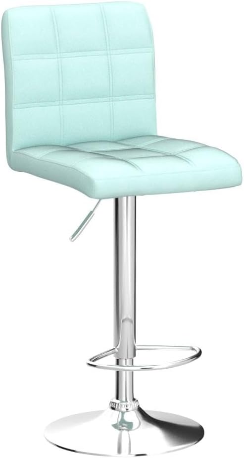 Leopard Modern Square PU Leather Adjustable Bar Stools with Back, Square Back Bar Stools Set of 2,Counter Height Swivel Stool (Mint Green)