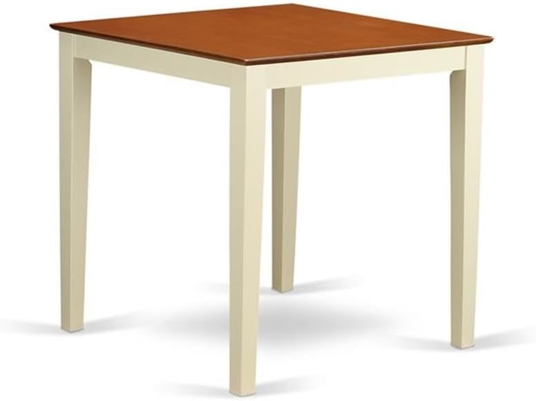 East West Furniture VNQU5-WHI-W 5 Piece Kitchen Counter Set Includes a Square Dining Room Table and 4 Dining Chairs, 36x36 Inch, Buttermilk & Cherry