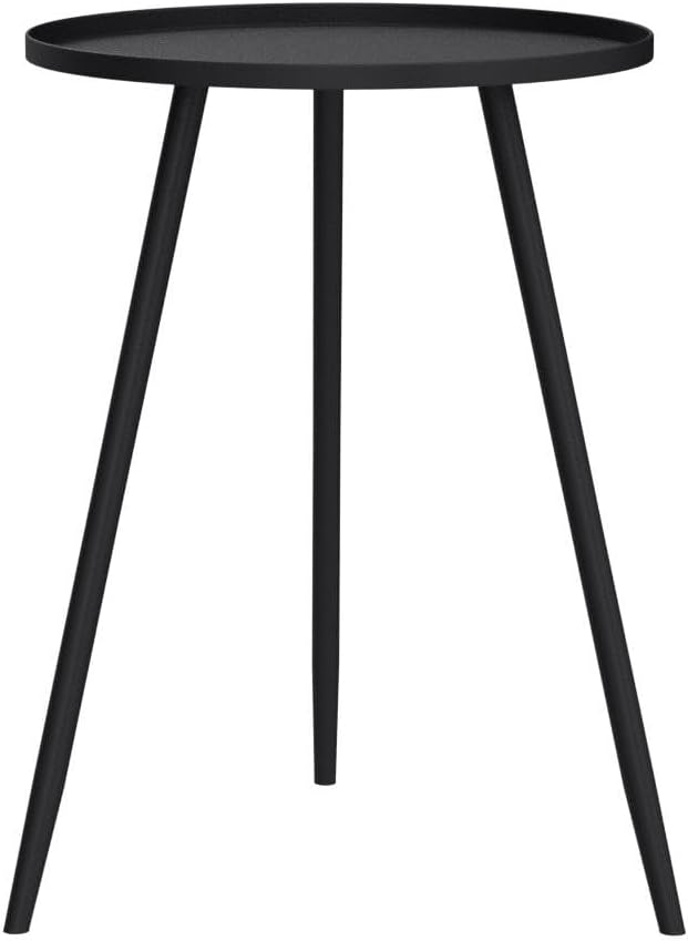 Apicizon 16" Round Side Table, Black End Table for Living Room, Bedside, Mid Century Modern Coffee Table or Circle Accent Table for Small Spaces, Metal Nightstand (Black)