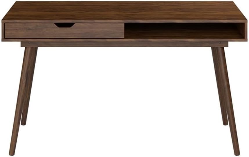 Bush Furniture Nora 54W Writing Desk in Dark Walnut | Computer Table for Home Office Workspace or Entryway