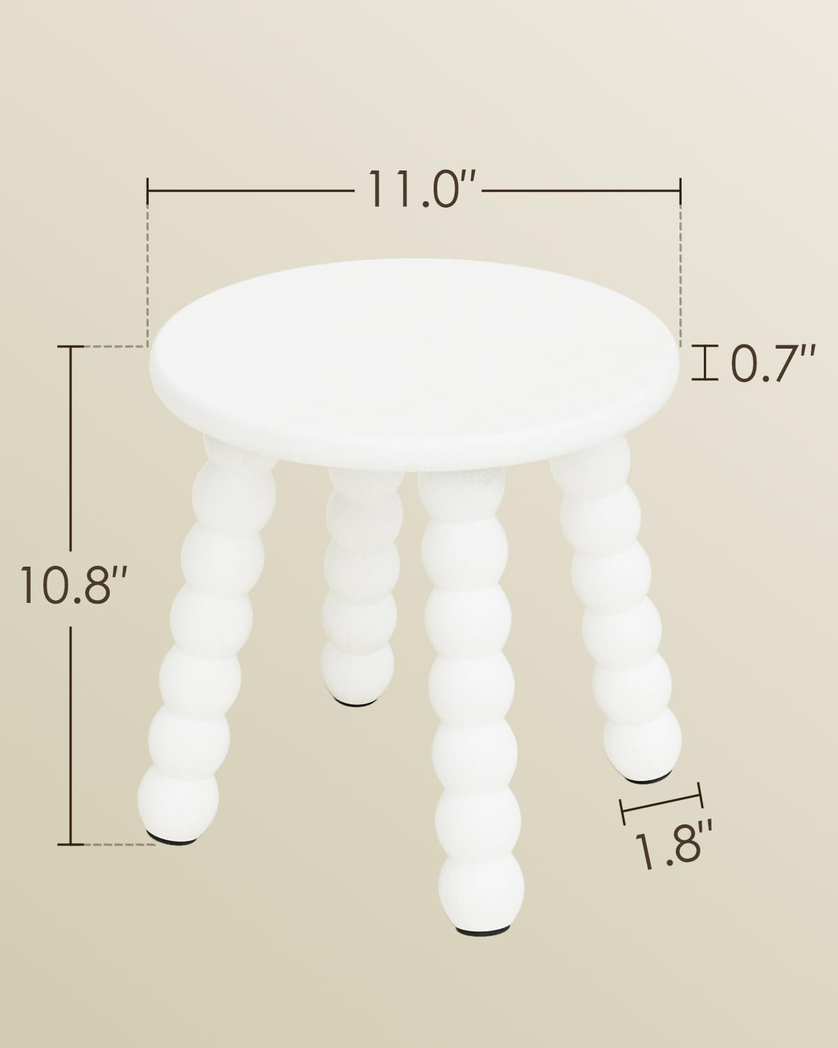 Masupu Solid Wooden Step Stool for Adults Kids, 11 inch Small Foot Stool, Non-Slip One Step Stool, Sturdy Foot Stool for Bathroom, Bedroom, Kichen, Plant Stand(White)