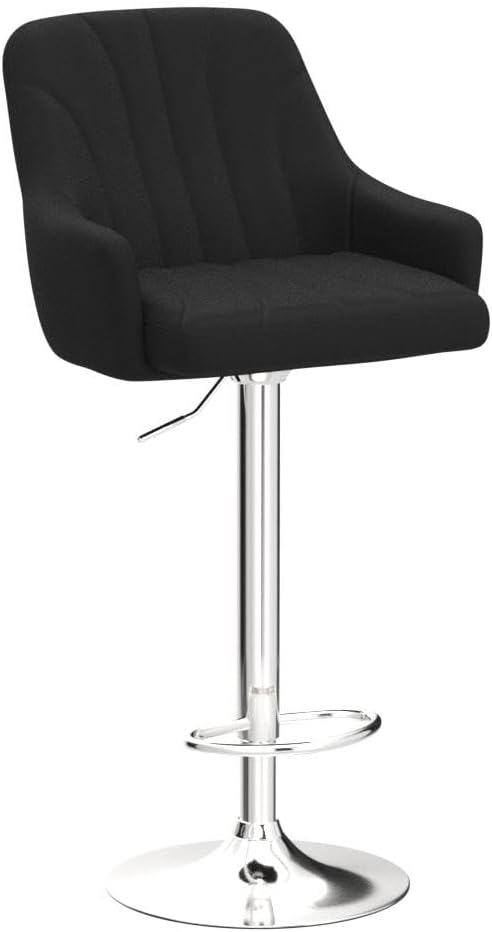 VECELO Bar Stools Set of 2, Adjustable Barstools, Counter Height Stools with Back and Arm, Kitchen Island Stools, Swivel PU Chairs for Pub, Dining Room, Modern Style, Black