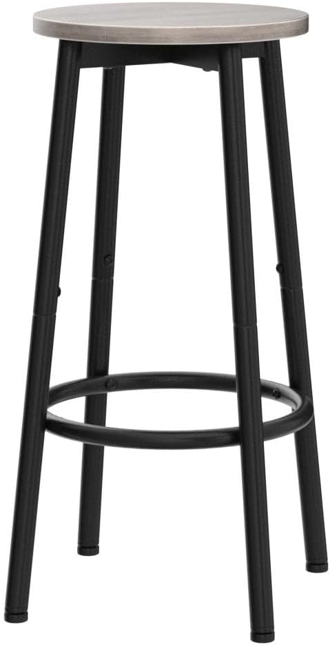HOOBRO Bar Stools, Set of 2 Bar Chairs, Kitchen Round Height Stools with Footrest, Breakfast Barstools, Sturdy Steel Frame, for Dining Room, Kitchen, Party, Easy Assembly, Greige BG03BY01