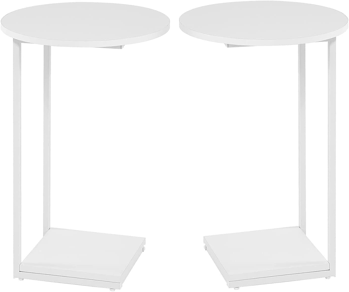 HDANI C Shaped End Table Set of 2,Couch Side Table That Slide Under,C Table End Table for Livingroom,Bedroom, Office (White)