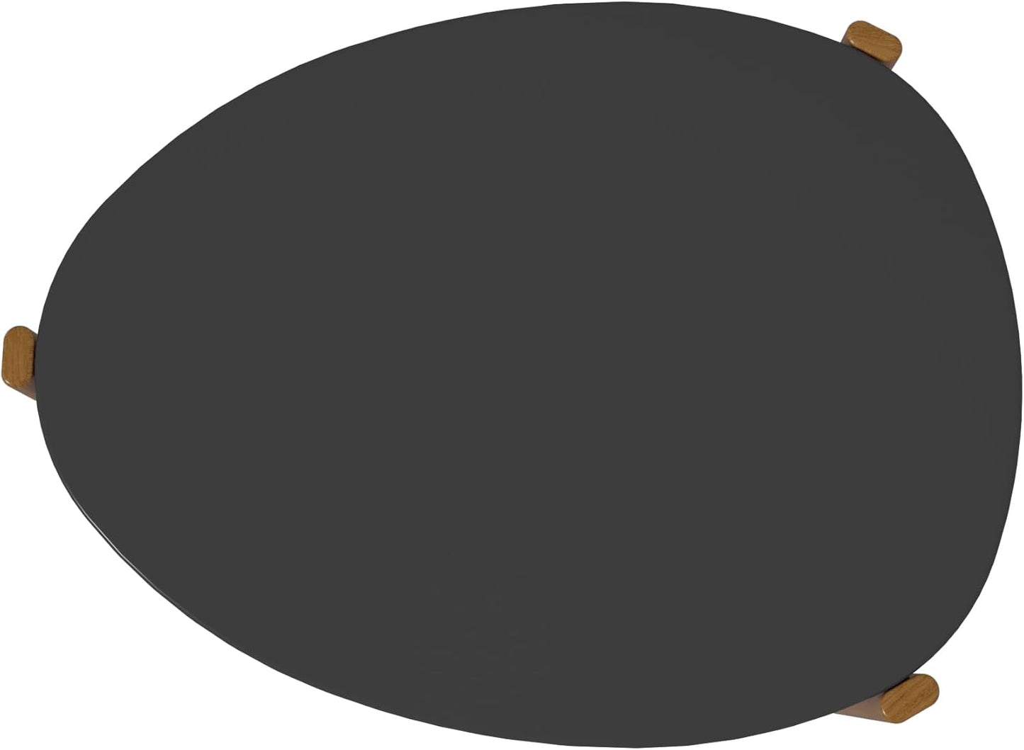 Manhattan Comfort Gales Mid Century Modern Coffee Table with Oval Triangle Shaped Top, Accent Furniture for Living Room Made from Solid Eucalyptus Wood, Matte Black