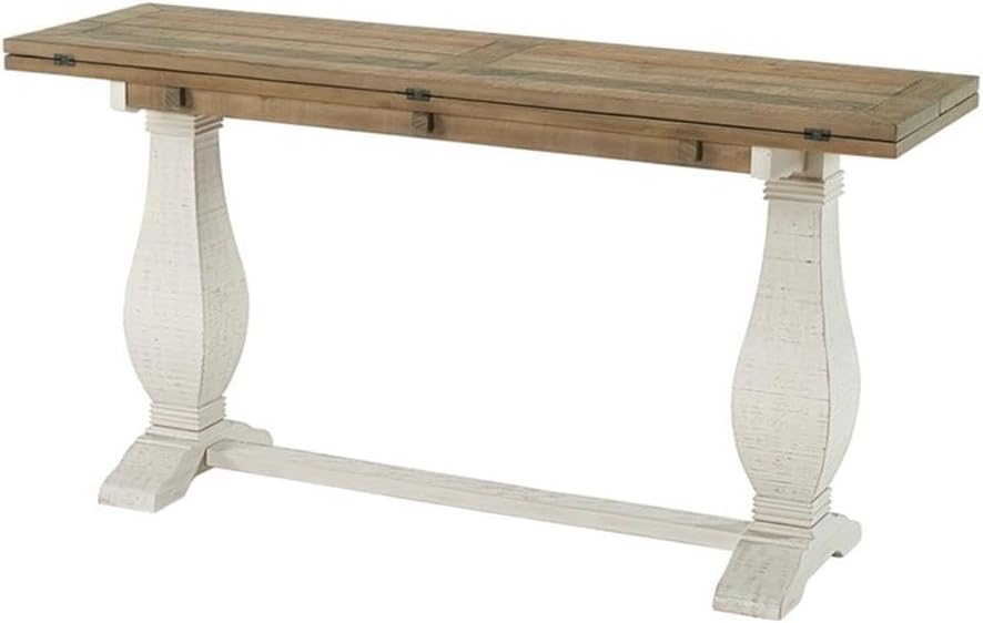 Martin Svensson Home Napa, Flip Top Sofa Console Table, White Stain and Reclaimed Natural