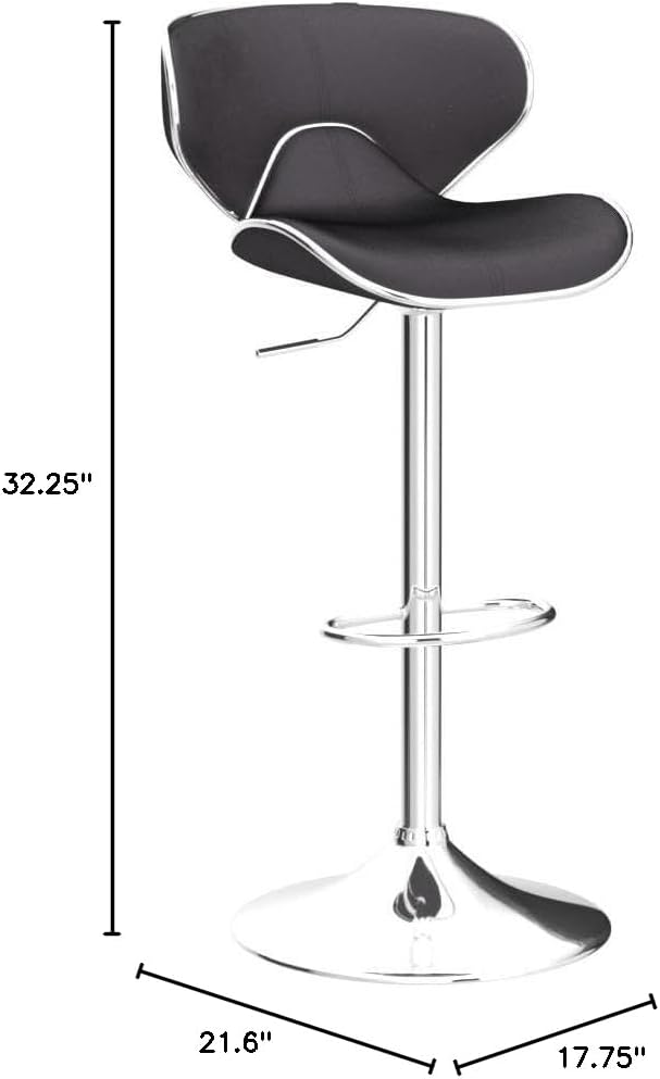 Roundhill Furniture Masaccio Velvet Upholstered Adjustable Swivel Barstool, Set of 2, Gray