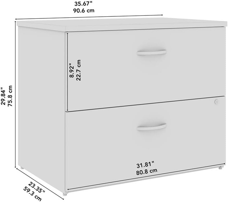 Bush Business Furniture Studio C 2 Drawer Lateral File Cabinet in Natural Elm - Assembled, Locking Document Storage for Home or Professional Office
