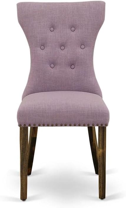 East West Furniture GAP7T40 Gallatin Parson Kitchen Chairs - Button Tufted Nailhead Trim Dahlia Linen Fabric Padded Dining Chairs, Set of 2, Jacobean