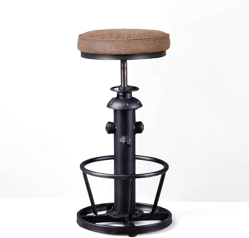 Industrial Bar Stools-Swivel Pu Seat-Vintage Kitchen Island Stool-Counter Bar Height Adjustable 25-31inch-Footrest