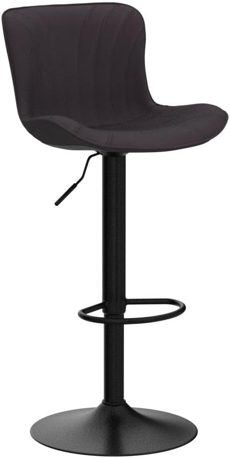 YOUNIKE Brown Bar Stools Set of 2 Modern Swivel Counter Height Bar Chair with High Back Adjustable Kitchen Faux Leather Padded Barstools Tall Breakfast Island Chairs Upholstered