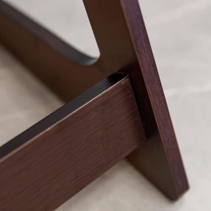 Forevich Bamboo Modern Tv Trays Table for Eating, Wood Couch Table End Snack Desk Sofa Side Table Z Shaped Brown