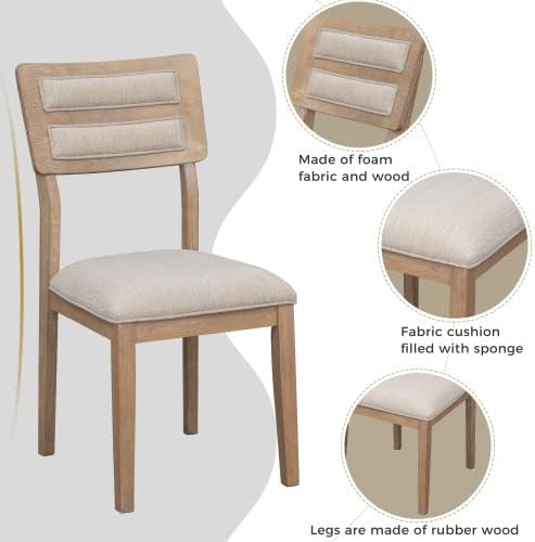 SogesHome Classic 6-Piece Dining Table Set, Rectangular Wooden Kitchen Table with Upholstered Chairs & Bench for Dining Room, Traditional Retro Farmhouse Dining Table for Kitchen, Natural