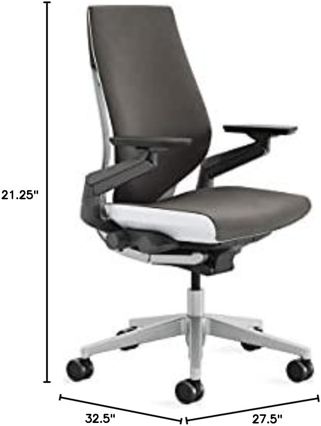 Steelcase Gesture Office Chair - Ergonomic Work Chair with Wheels for Carpet - Comfortable - Intuitive-to-Adjust for Desk - 360-Degree Arms - Graphite Gray Fabric