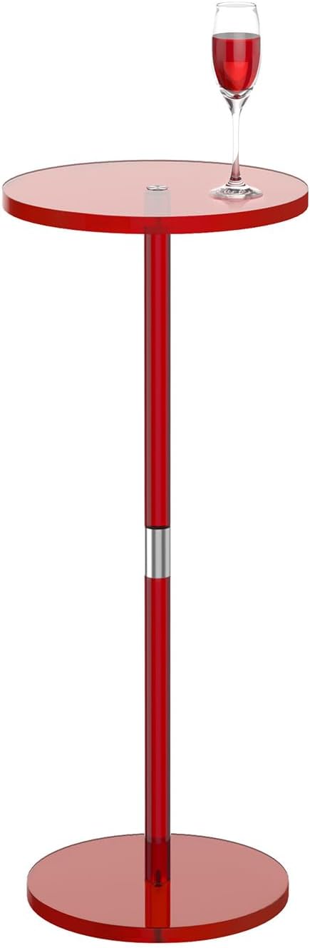 Acrylic Side Table for Small Spaces, Clear Drink Table, 10" L x 10" W x 21.3" H, Round End Table for Living Room, Bedroom, Office, Easy Assembly