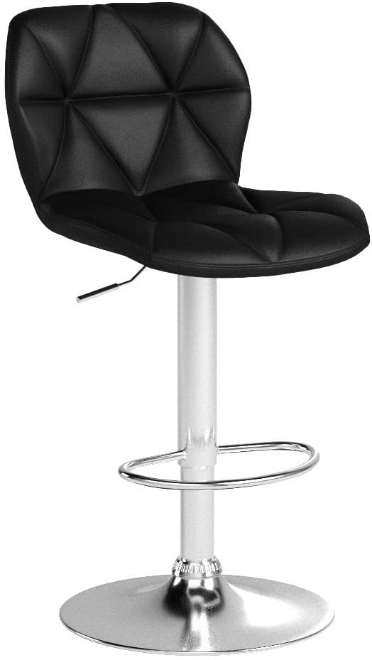 Yaheetech Bar Stools Set of 4, Adjustable PU Leather Swivel Barstools, Modern Counter Stools with Back and Footrest, Counter Height Barstools for Bar, Kitchen, Dining Room, Black