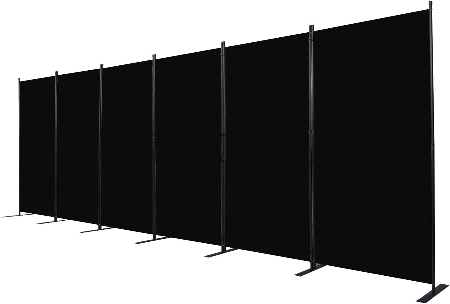 Room Divider, 6 Panel Folding Privacy Screens with Wider Support Feet, 6 Ft Portable Room Partition for Room Separator, 204" W X 71" H, Black
