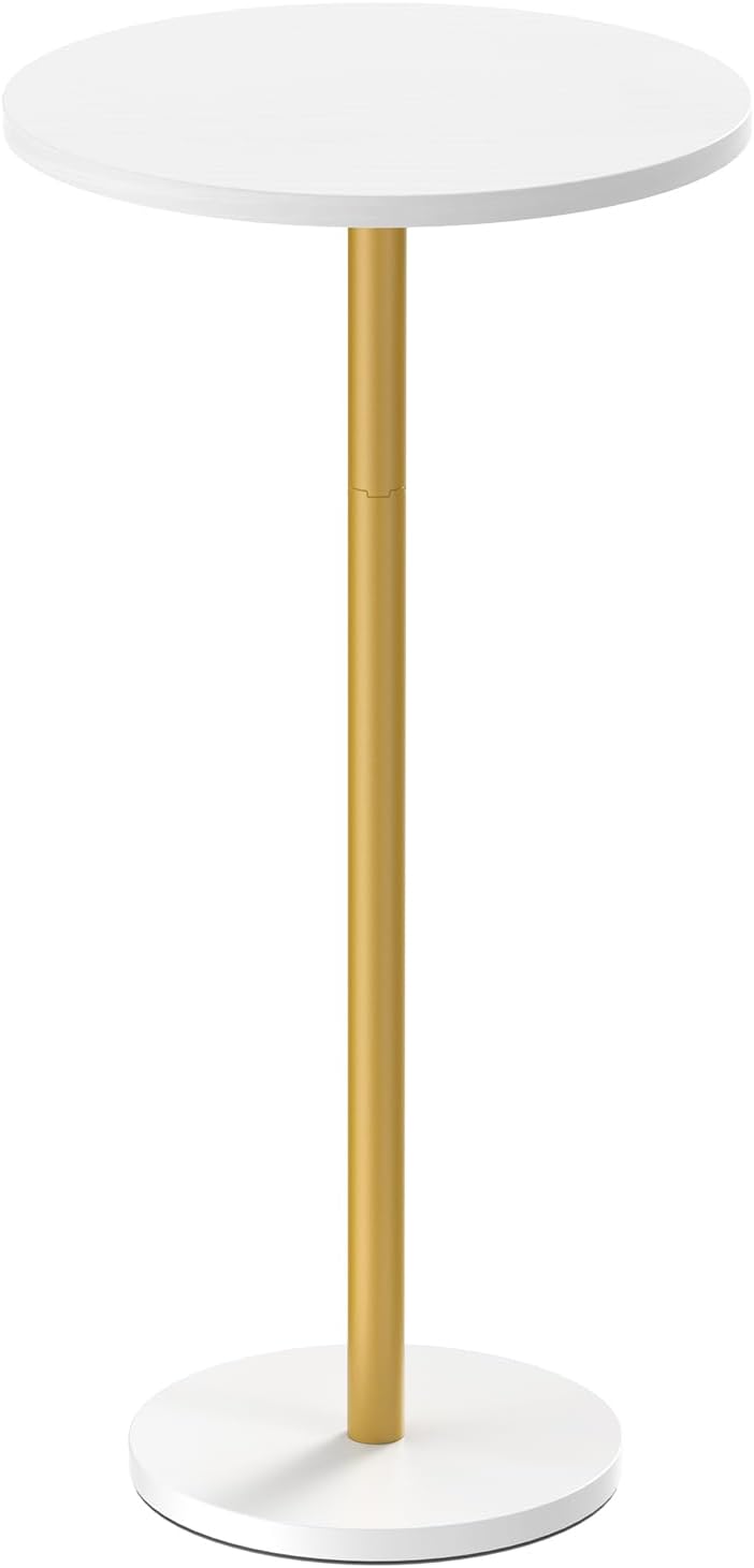 Small White Round Side Table Pedestal Table Drink Tables for Small Spaces Cocktail Pedestal End Table for Living Room Coffee Table Nightstand for Bedroom, Sofa and Balconty