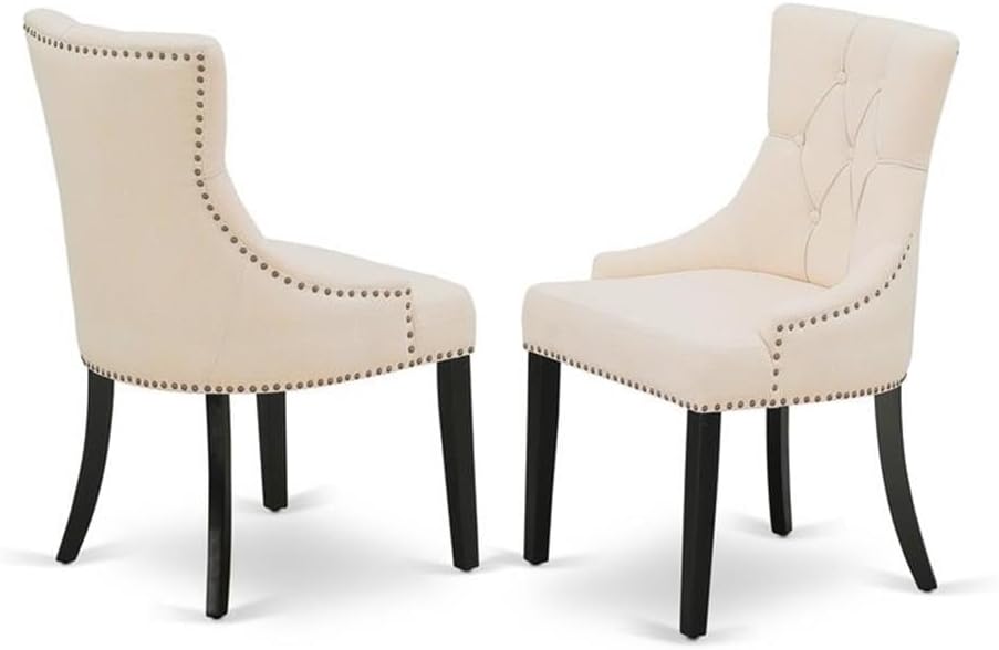 East West Furniture X697FR102-5 5 Piece Kitchen Table Set for 4 Includes a Rectangle Dining Room Table with X-Legs and 4 Light Beige Linen Fabric Upholstered Chairs, 40x72 Inch, Multi-Color