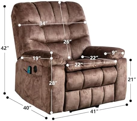 Phoenix Home Power Lift Chair with Massage and Heat for Elderly Recliner, Green Grey