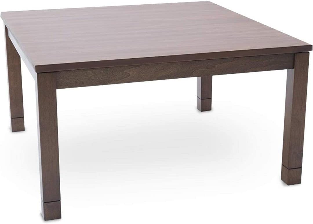 BJDesign Kotatsu - Japanese Heated Table - Wooden Chabudai Furniture with 120V Electric Heater - Low-Lying Dining and Work Desk with Temperature Control Knob (29x29in, Brown)