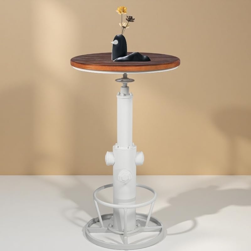 Vintage Pub Table 38.6-44.5inch Height Adjustable Industrial High Bar Table in Home Kitchen Farmhouse Cafe Table for 2-3 People Swivel Wooden Top