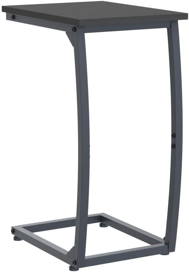 C-Shaped End-Table Set of 2 - Side Table for Couch,Curved Support Legs, Slide Under Couch Table for Sofa, TV Tray Table for Living Room Bedroom(Black)
