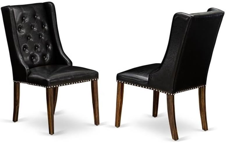 East West Furniture X797FO749-5 5 Piece Dining Room Table Set Includes a Rectangle Dining Table with X-Legs and 4 Black Faux Leather Upholstered Parson Chairs, 40x72 Inch, Multi-Color