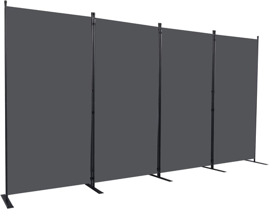Room Divider, 4 Panel Folding Privacy Screens with Wider Support Feet, 6 Ft Portable Room Partition for Room Separator, 136" W X 71" H,Grey