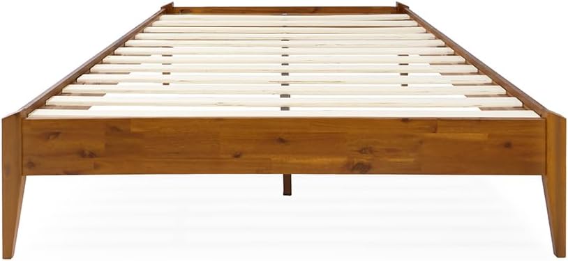 Bme Dinkee 15 Inch Signature Bed Frame Without Headboard - Modern & Minimalist Style with Acacia Wood - 12 Strong Wood Slat Support - Easy Assembly - No Box Spring Needed - Caramel, Full