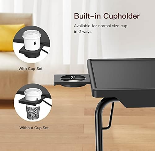 Adjustable TV Tray Set of 2 - TV Dinner Tray on Bed & Sofa, Comfortable TV Tray Table with 6 Height & 3 Tilt Angle Adjustments by HUANUO (2 Pack)