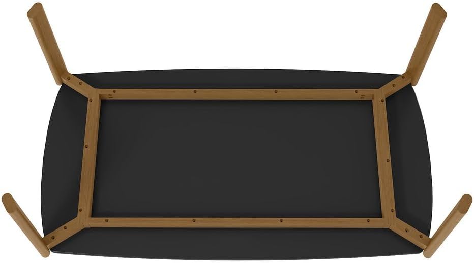 Manhattan Comfort Gales 70-Inch Mid Century Modern Dining Table for 6 Persons, Unique Minimalist Home Furniture with Solid Eucalyptus Wood Legs, Matte Black