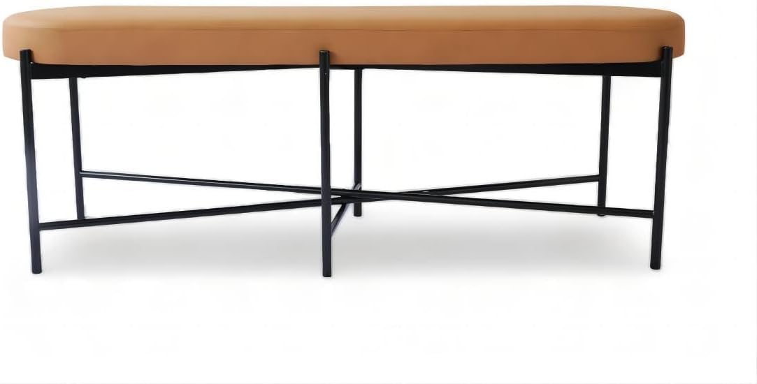 54” upholstered Vegan Leather Accent Ottoman Bench for entryway, Living Rooms, lounges, bedrooms-Brown