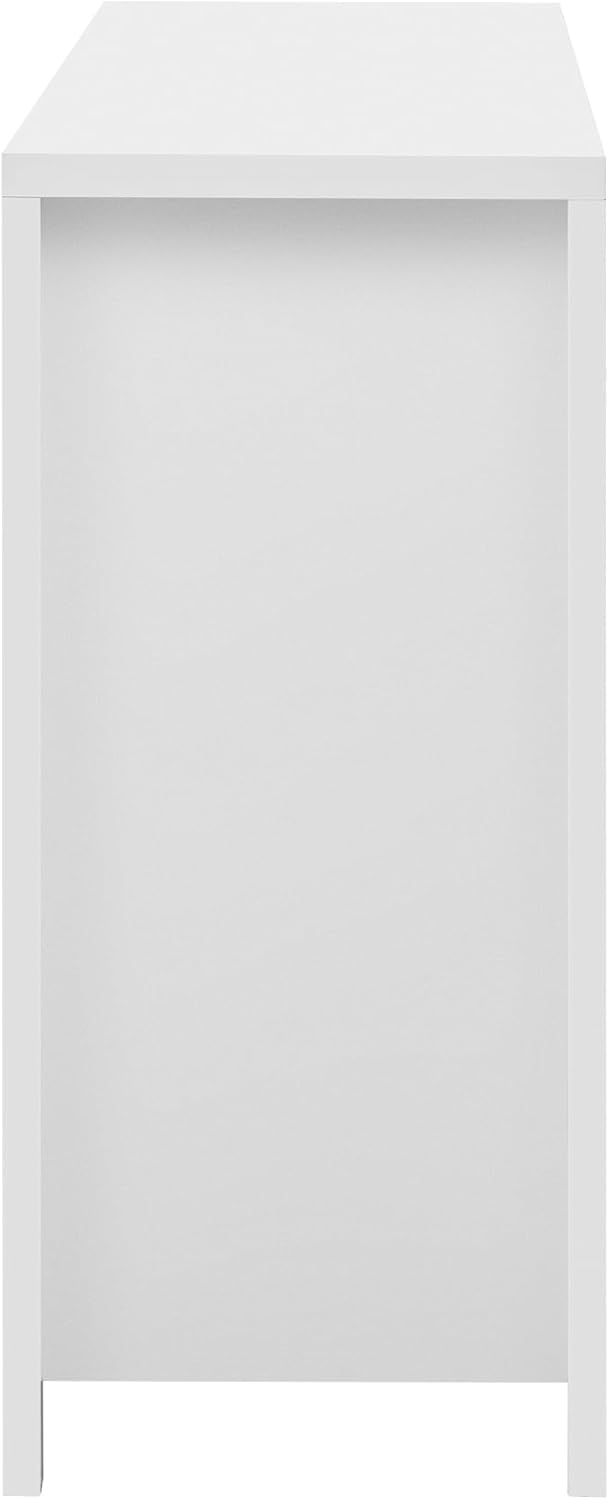 Merax Modern Wave-Pattern Sideboard Cabinet with 2 Drawers and 4 Doors,Buffet Cabinet,Aluminum Arc Handles,Scandinavian Style,Suitable for Entryway, Living Room,Foyer,White