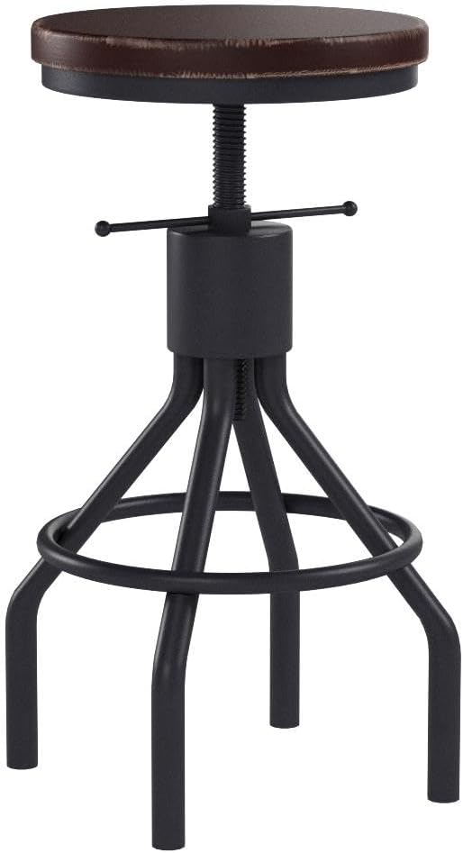 Industrial Bar Stool-Set of 2-Swivel Counter Coffee Chair-Extra Pub Height Adjustable 22-33 inch