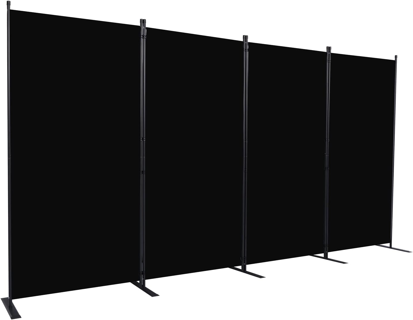 Room Divider, 4 Panel Folding Privacy Screens with Wider Support Feet, 6 Ft Portable Room Partition for Room Separator, 136" W X 71" H, Black