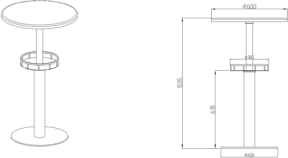 LOKKHAN 42" Tall Rustic Industrial Bar Table with Storage-19.68" Dia Round Wooden Top Metal Bar Height Adjustable Standing Pub Table-Dining Room Cocktail Bistro Table