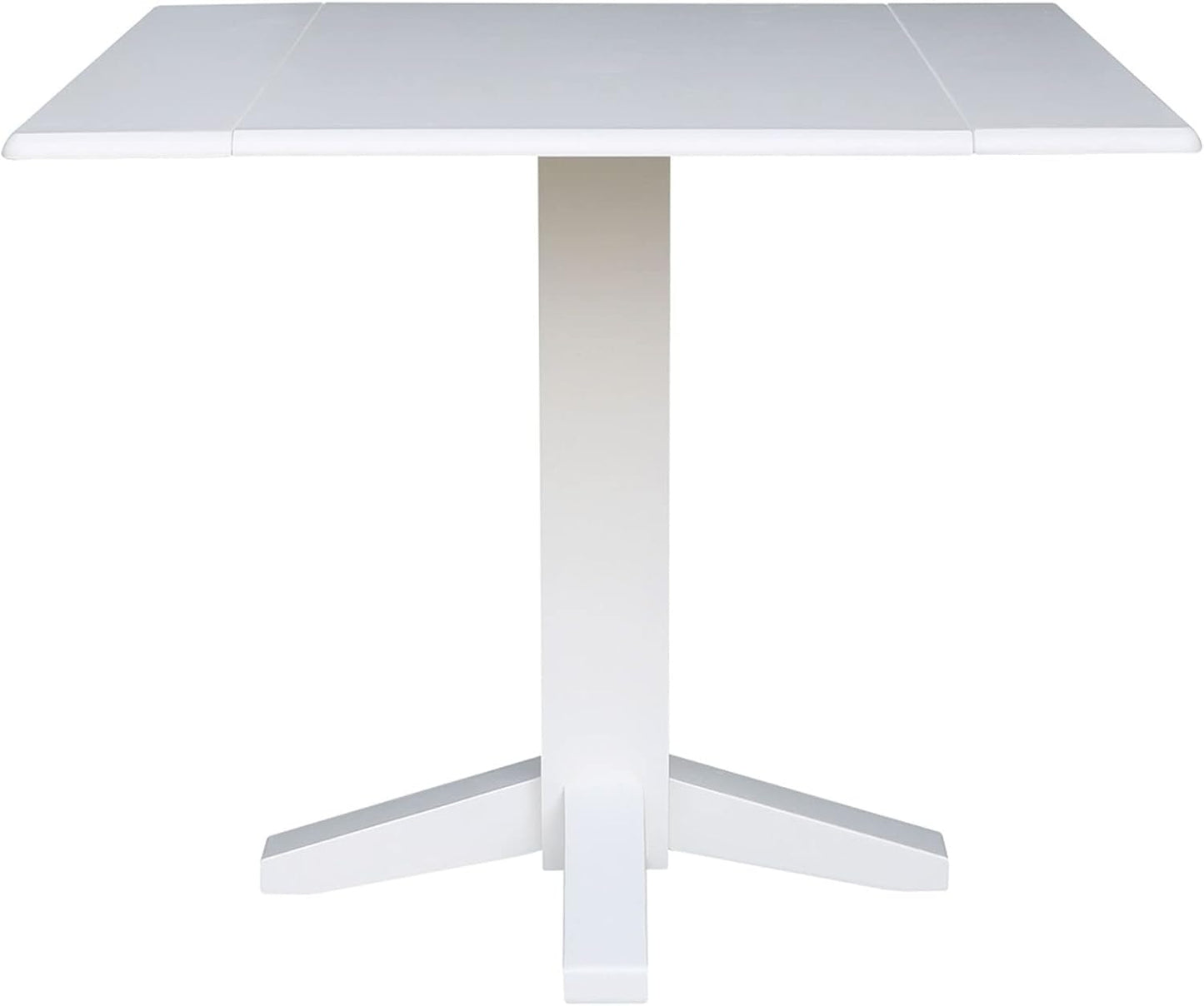 Solid Wood 36" Square Dual Drop Leaf Dining Table, White