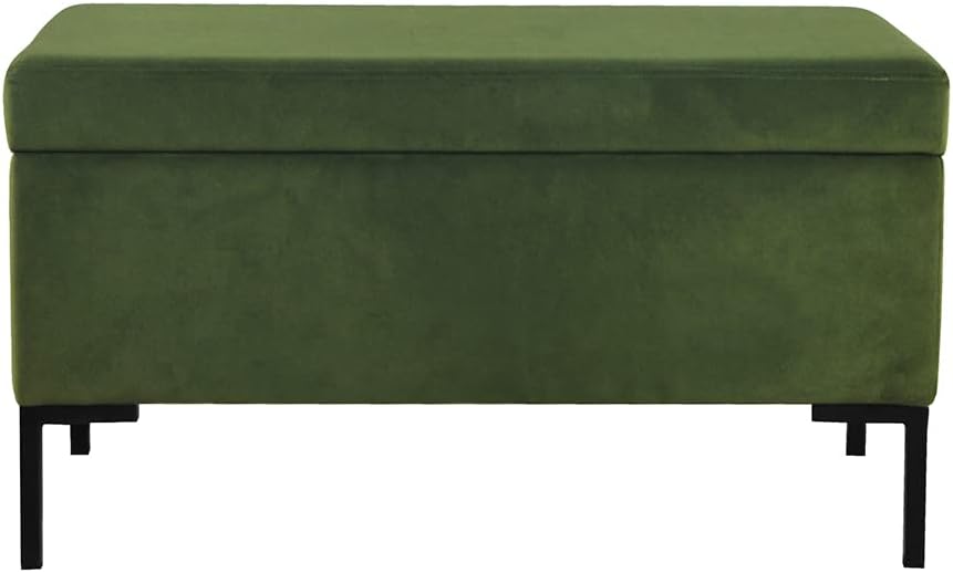 HomePop Upholstered Storage Bench with Metal Leg Home Décor|Bench with Storage for Living Room & Entryway - Blush Green